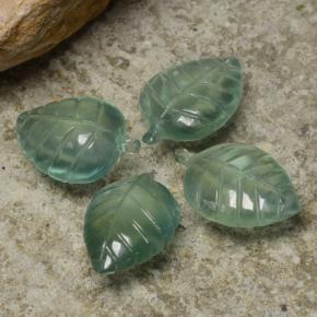 29.40 ctw Green Prehnite Stones, Natural Prehnite in Fantasy Carved Leaf Shape for Sale