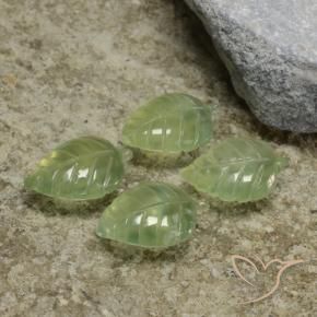 16.96 ctw Green Prehnite Stones, Natural Prehnite in Fantasy Carved Leaf Shape for Sale