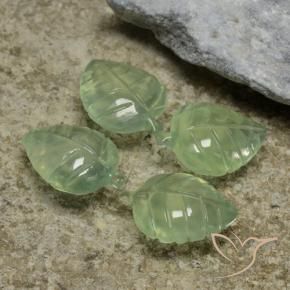 25.87 ctw Green Prehnite Stones, Natural Prehnite in Fantasy Carved Leaf Shape for Sale