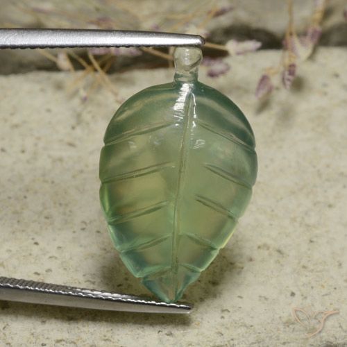 13.70ct Natural Pale Earthy Green Prehnite, Flower Cut, Translucent