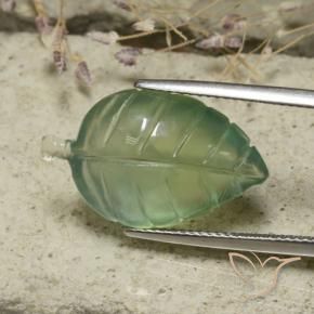 13.70 ct Green Prehnite Stone, Natural Prehnite in Fantasy Carved Leaf Shape for Sale