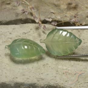 17.47 ctw Green Prehnite Stones, Natural Prehnite in Fantasy Carved Leaf Shape for Sale