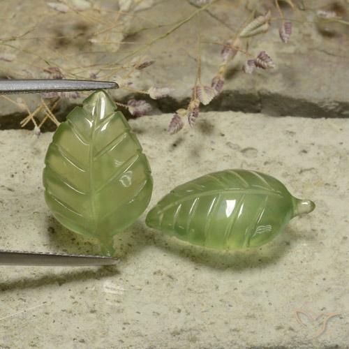 Prehnite Gemstones in 19.5 x 12.8 mm Size for Sale, Prehnite Stones in Medium Green Color