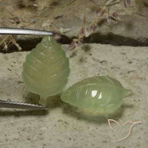 Prehnite Gemstones in 17.5 x 11.8 mm Size for Sale, Prehnite Stones in Pale Pear Green Color