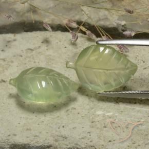 13.18 ctw Green Prehnite Stones, Natural Prehnite in Fantasy Carved Leaf Shape for Sale