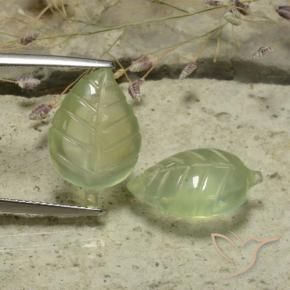 Prehnite Gemstones in 17.4 x 11.7 mm Size for Sale, Prehnite Stones in Pale Pear Green Color