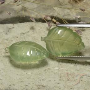 15.37 ctw Green Prehnite Stones, Natural Prehnite in Fantasy Carved Leaf Shape for Sale