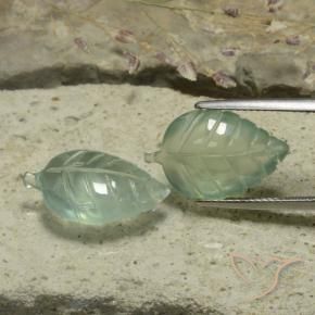 16.04 ctw Green Prehnite Stones, Natural Prehnite in Fantasy Carved Leaf Shape for Sale