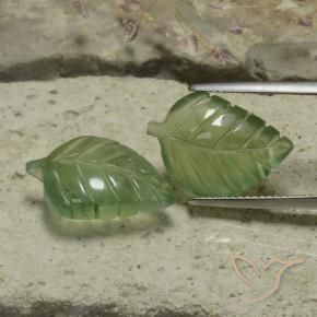 17.42 ctw Green Prehnite Stones, Natural Prehnite in Fantasy Carved Leaf Shape for Sale