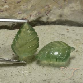 Prehnite Gemstones in 2.2 x 12.9 mm Size for Sale, Prehnite Stones in Medium Green Color
