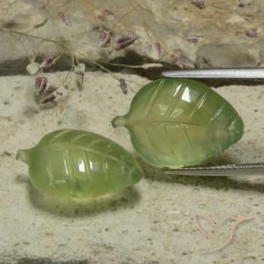 20.03 ctw Green Prehnite Stones, Natural Prehnite in Fantasy Carved Leaf Shape for Sale