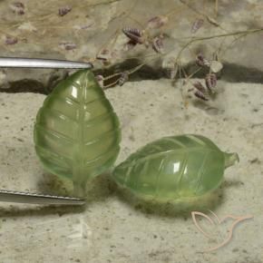 Prehnite Gemstones in 18.8 x 12.8 mm Size for Sale, Prehnite Stones in Yellowish Green Color