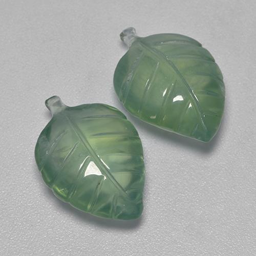 Light Green Prehnite Gem - 6.4ct Carved Leaf (ID: 526278)
