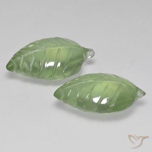 Prehnite Gemstones in 17.7 x 11.2 mm Size for Sale, Prehnite Stones in Medium Green Color