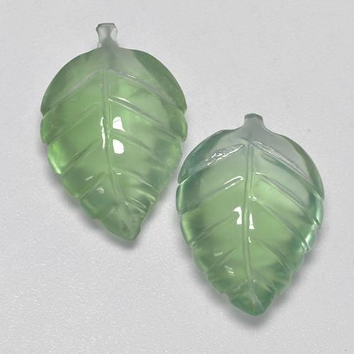 Warm Green Prehnite Gem - 6.9ct Carved Leaf (ID: 526286)