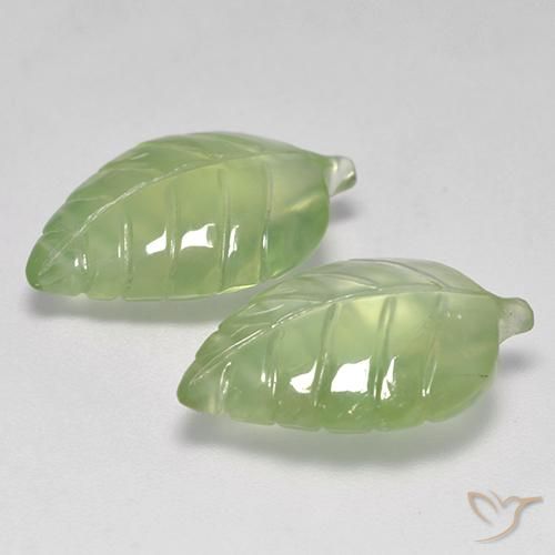 Prehnite Gemstones in 18.4 x 12 mm Size for Sale, Prehnite Stones in Pale Pear Green Color