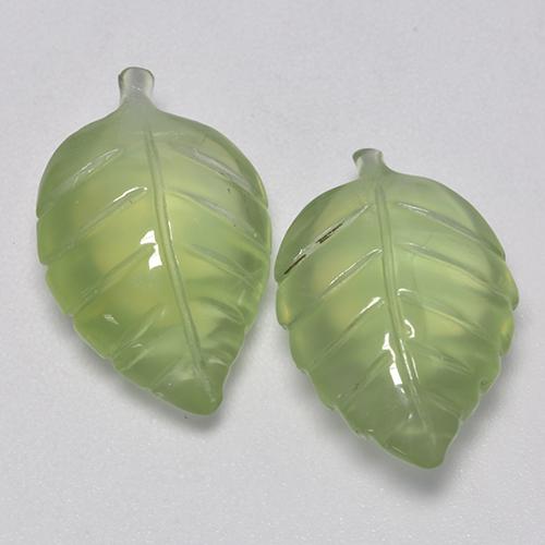 Warm Green Prehnite Gem - 7.5ct Carved Leaf (ID: 526288)