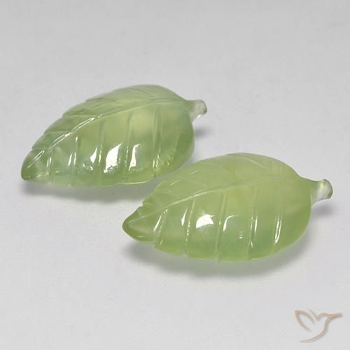 Prehnite Gemstones in 18.2 x 11.6 mm Size for Sale, Prehnite Stones in Warm Green Color