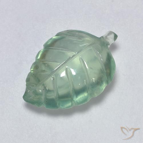 6.40 ct Green Prehnite Stone, Natural Prehnite in Carved Leaf Shape for Sale