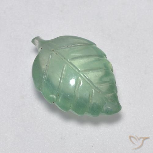4.94 ct Green Prehnite Stone, Natural Prehnite in Carved Leaf Shape for Sale