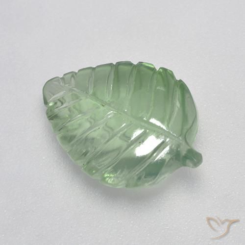 Light Green Prehnite Gem - 4.5ct Carved Leaf (ID: 526781)