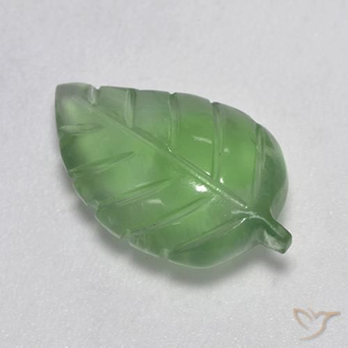 17,5x10,5 mm Prehnite verde taglio fantasia dal Sud Africa, peso di 7,19 ct, pietra preziosa naturale non trattati in purezza Transparent, 1 pezzo Prehnite Foglia intagliata - Colore: Pera Verde, durezza Mohs di 6 - 6,5 , Photo A