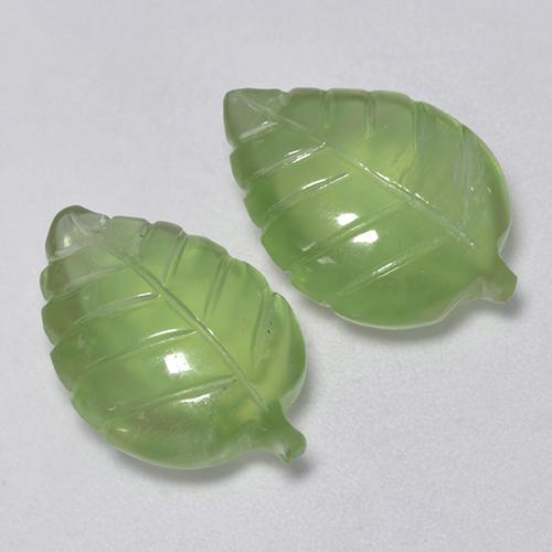11.71 ctw Green Prehnite Stones, Natural Prehnite in Carved Leaf Shape for Sale
