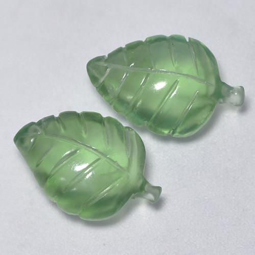 8.74 ctw Green Prehnite Gemstones, Prehnite Gems in Carved Leaf Shape for Sale.