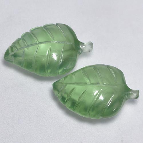 8.74 ctw Green Prehnite Stones, Natural Prehnite in Carved Leaf Shape for Sale