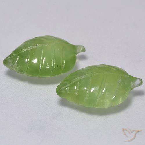 Prehnite Gemstones in 15 x 10 mm (calibrated) Size for Sale, Prehnite Stones in Yellowish Green Color