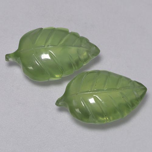 Yellowish Green Prehnite Gem - 4.8ct Carved Leaf (ID: 527255)