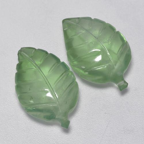 11.38 ctw Green Prehnite Stones, Natural Prehnite in Carved Leaf Shape for Sale