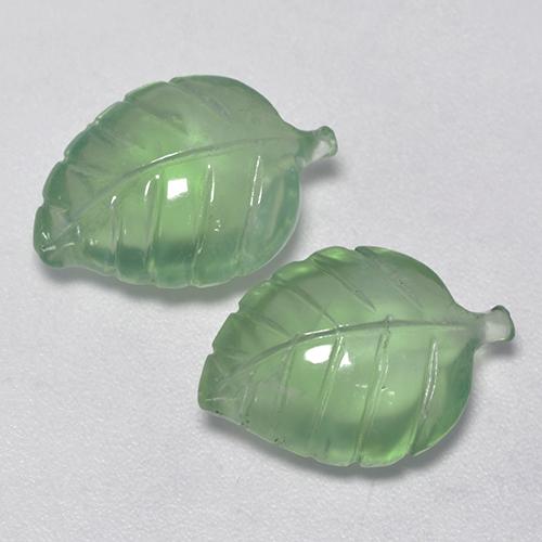 Warmes Grün Prehnit Edelstein - 5.9ct Geschnitztes Blatt (ID: 527257)