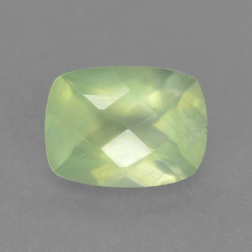 Pale Green Prehnite Gem - 1.4ct Cushion Checkerboard (ID: 547604)