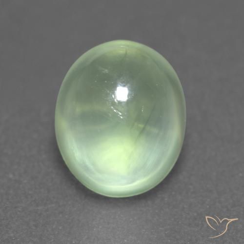 2.04 ct Green Prehnite Gemstone, Prehnite Gem in Oval Cabochon Shape for Sale.