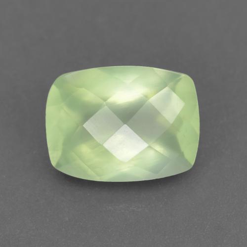 Pale Green Prehnite Gem - 1.5ct Cushion Checkerboard (ID: 548079)