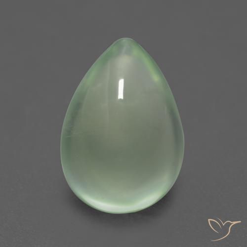3.63 ct Green Prehnite Stone, Natural Prehnite in Pear Cabochon Shape for Sale