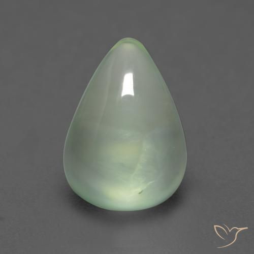 2.72ct Natural Light Pear Green Prehnite, Pear Shape, Transparent