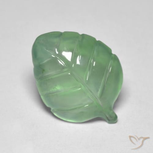 5.96 ct Green Prehnite Stone, Natural Prehnite in Carved Leaf Shape for Sale