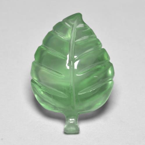 Verde claro Prehnite Gema - 7.6ct Hoja tallada (ID: 552519)