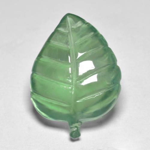 Verde cálido Prehnite Gema - 8.5ct Hoja tallada (ID: 552521)