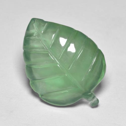 8.50 ct Green Prehnite Stone, Natural Prehnite in Carved Leaf Shape for Sale