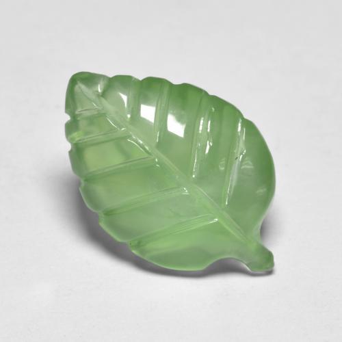 4.92 ct Green Prehnite Stone, Natural Prehnite in Carved Leaf Shape for Sale