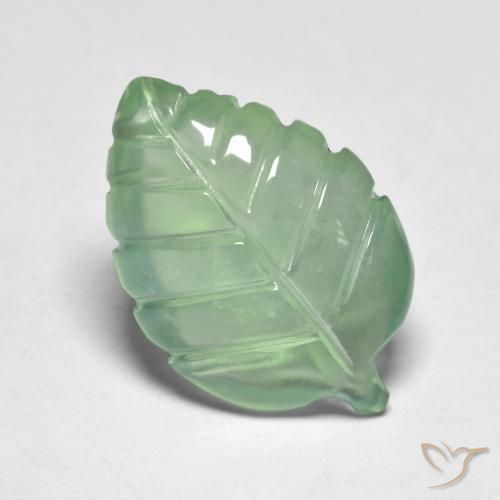 5.78 ct Green Prehnite Stone, Natural Prehnite in Carved Leaf Shape for Sale