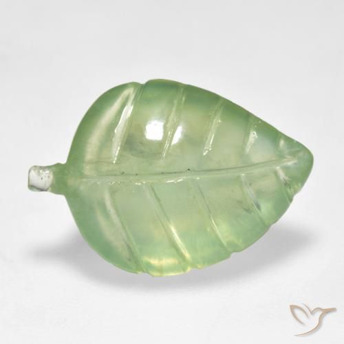 8.89 ct Green Prehnite Stone, Natural Prehnite in Carved Leaf Shape for Sale
