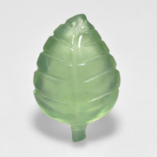 Verde pera Prehnite Gema - 5.9ct Hoja tallada (ID: 555090)