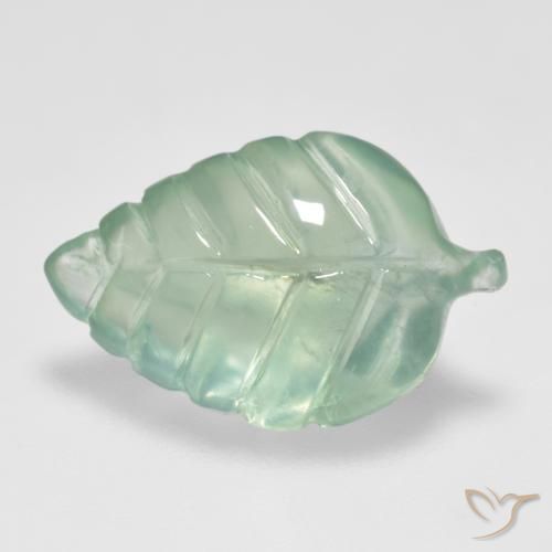 6.27 ct Green Prehnite Stone, Natural Prehnite in Carved Leaf Shape for Sale