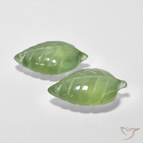Prehnite Gemstones in 17.7 x 11.3 mm Size for Sale, Prehnite Stones in Yellowish Green Color