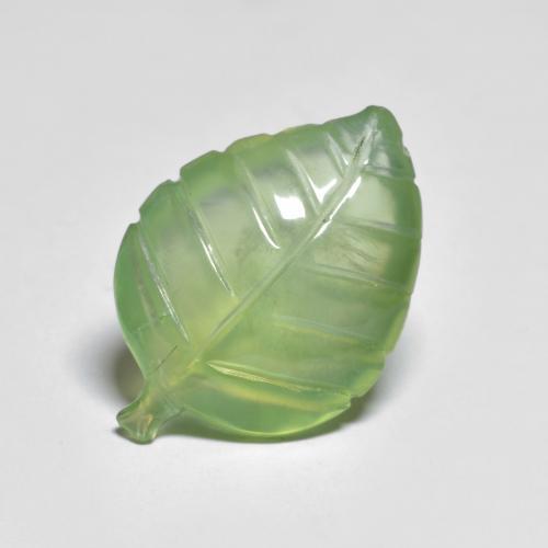Verde amarillento Prehnite Gema - 9.3ct Hoja tallada (ID: 576862)