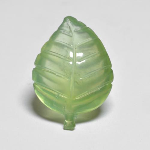 9.34 ct Green Prehnite Stone, Natural Prehnite in Carved Leaf Shape for Sale